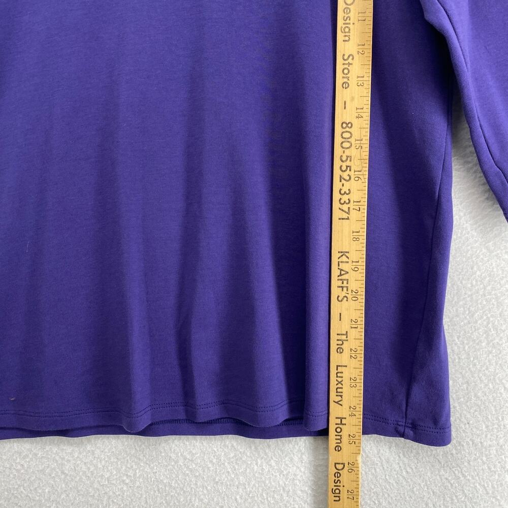 EILEEN FISHER Top L Organic Cotton Interlock Jersey Scoop Neck 3/4 Sleeve Purple - Picture 9 of 10